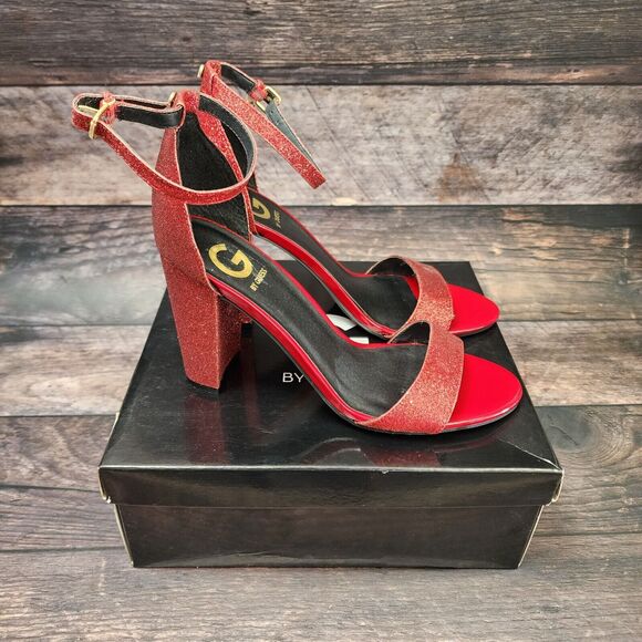 Guess Womens  Heels Dark Red Texture Size 9m Open Toe gg Shantel3 - Picture 4 of 14